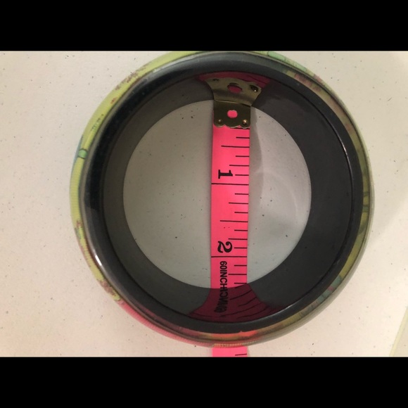 Vtg Lucite Bangle Bright Green Floral Wide Heavy - Picture 9 of 10